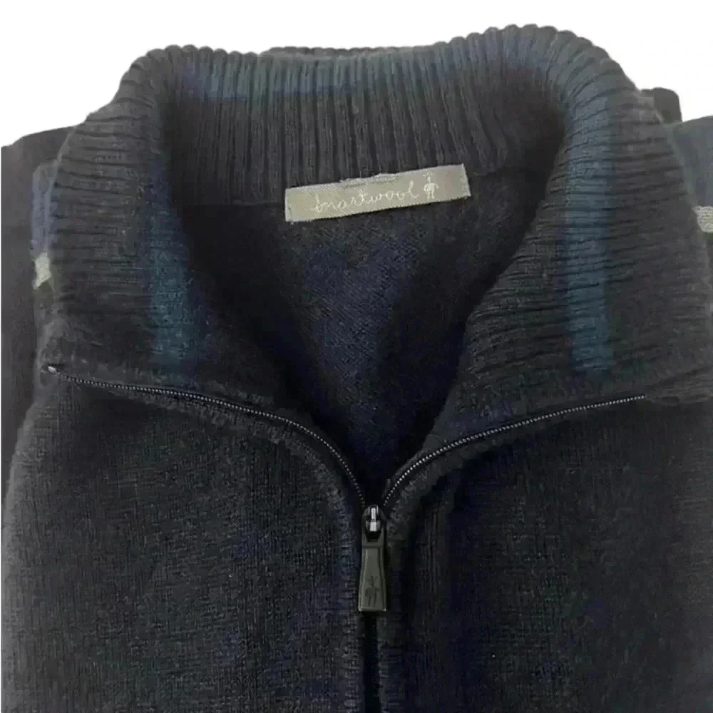 Smartwool 1/4 Zip Merino Wool Sweater Navy with Stripes Size X-Large​​